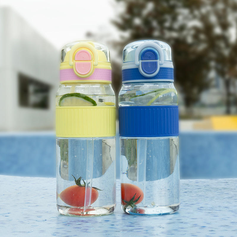 2 in 1 Lid 2 Ways to Drink Wholesale Bpa Free Plastic Water Bottle with Hard Handle