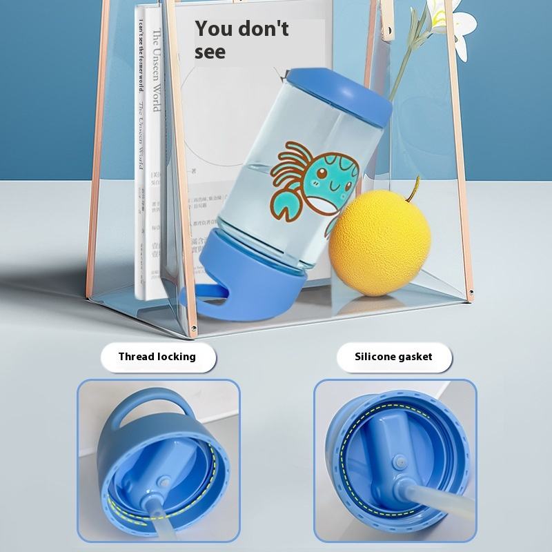 Cute Food-Grade Water Bottle Plastic Cup for Women High-Temperature Resistant Sports Kettle Suction for Gym Camping Children