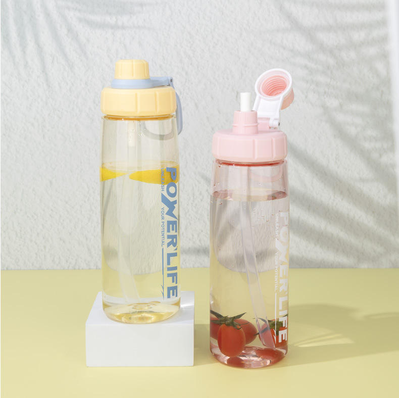 Custom Logo 750ml Portable Plastic Sports Water Bottle with Handle Colorful Transparent for Travel