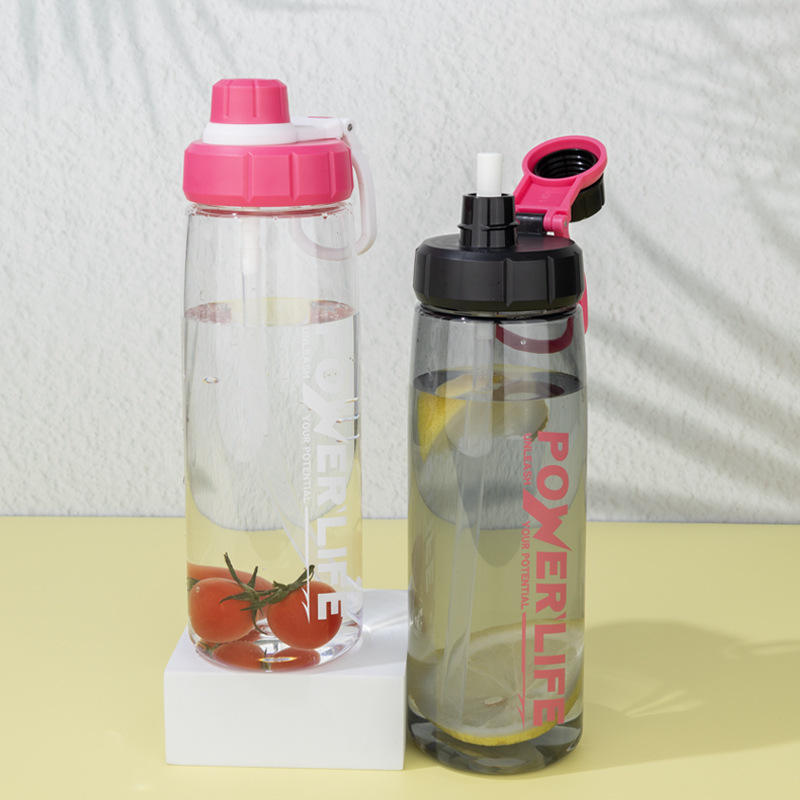 Custom Logo 750ml Colorful Transparent Portable Plastic Sports Water Bottle Bottles With Handle