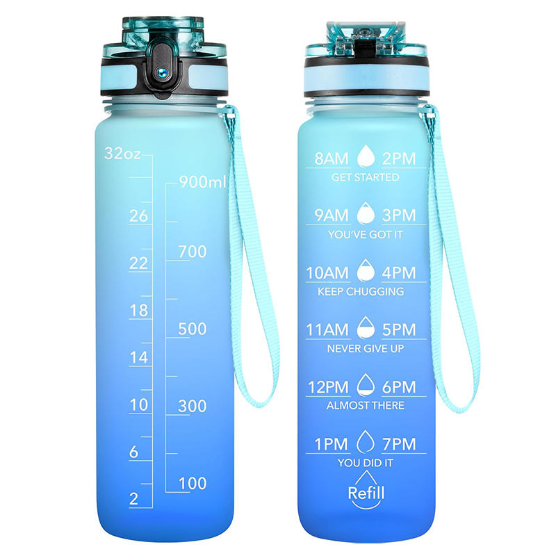 32oz Motivational Gradient BPA-Free Gym Fitness Sports Water Bottles Direct Drinking Plastic Water Jug