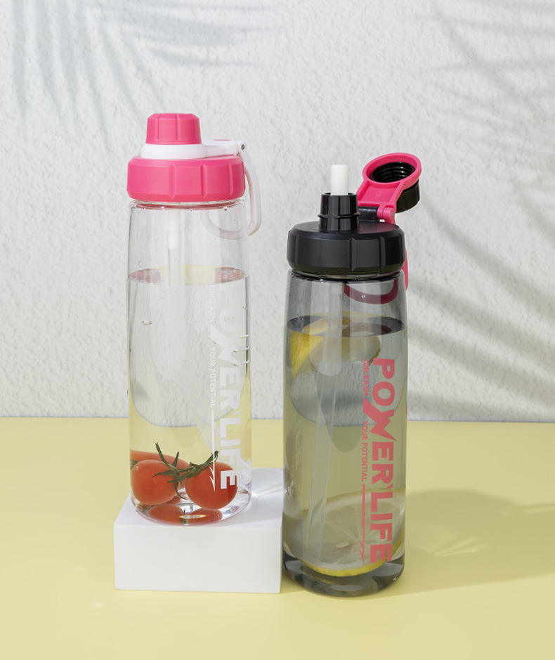 Custom Logo 750ml Portable Plastic Sports Water Bottle with Handle Colorful Transparent for Travel