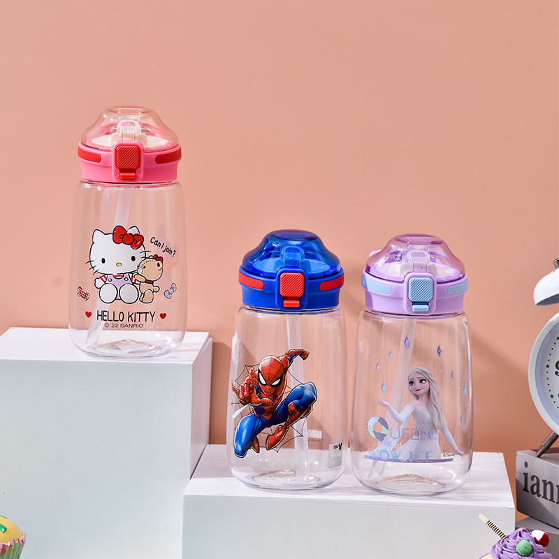 Hot Selling Custom Logo 600ml BPA Free Plastic Water Bottles with Handle Cute Drinkware