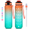 Eco-Friendly Portable Sports Water Bottles Time Marker Plastic Drinkware with Straw