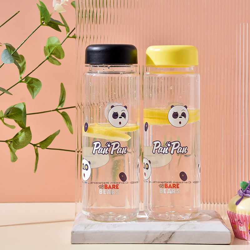 Customized 350/600ml Cute Transparent Plastic Water Bottle Simple Space Design Portable for Kids & Students Direct Drinking