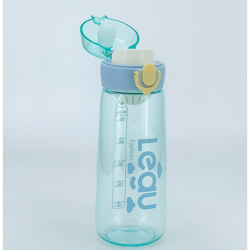 500ml Sports Plastic Water Bottle with Tea Compartment Portable for Girls Outdoor Sports Direct Drinking Plastic Handle