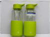 Wholesale Customized Clear Sports Water Bottles with Antislip Silicone Sleeve for Boiling Water for Camping