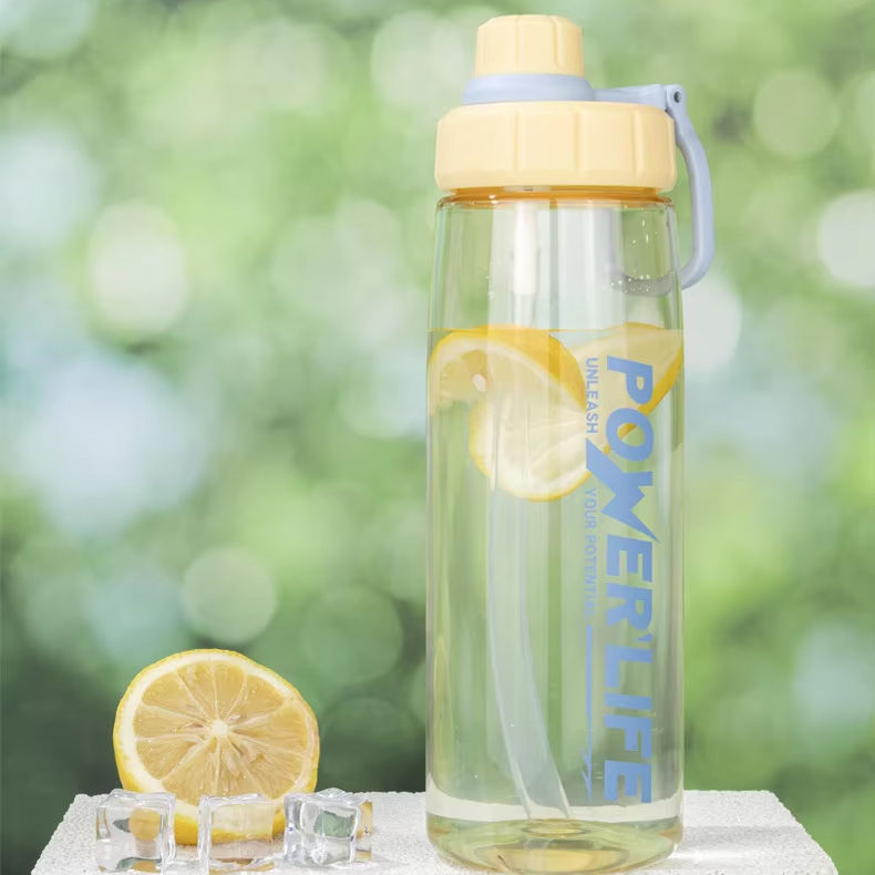 750ml Portable Plastic Sports Bottle Custom Logo Direct Drinking for Travel 25oz Capacity Colorful Transparent Flat Design