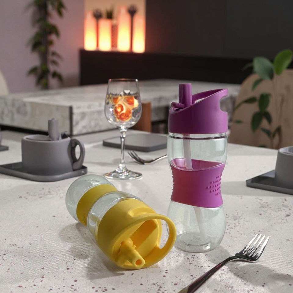 400ml High-Appearance Candy Color Non-Slip Straw Cup High Temperature Resistant Plastic with Handle for Direct Drinking