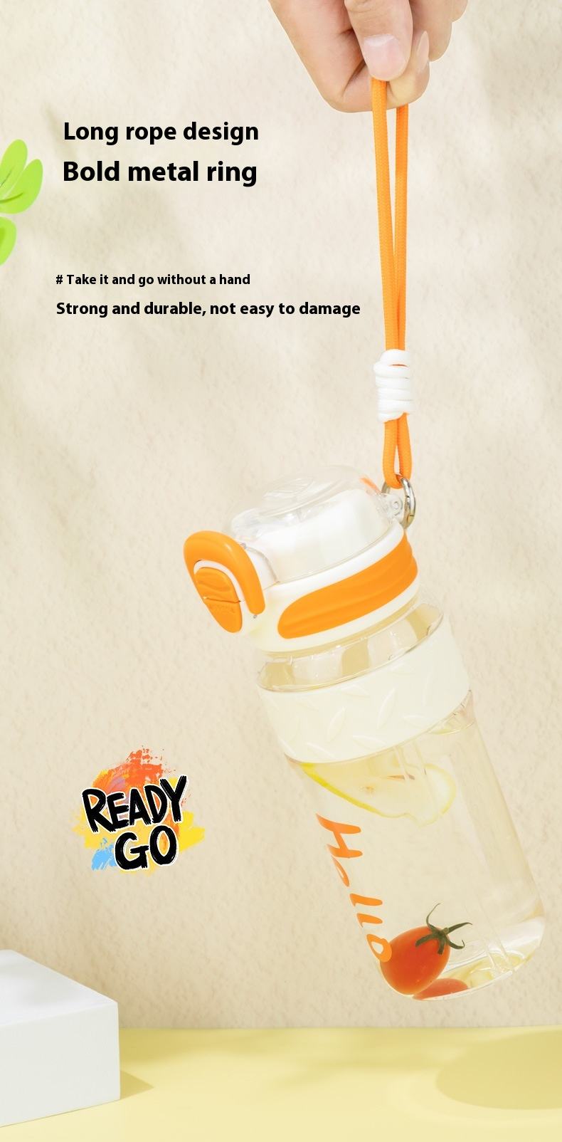 High Temperature Resistant Tritan Sports Water Bottle Large Capacity Portable Outdoor Straw Cup Student Food Grade