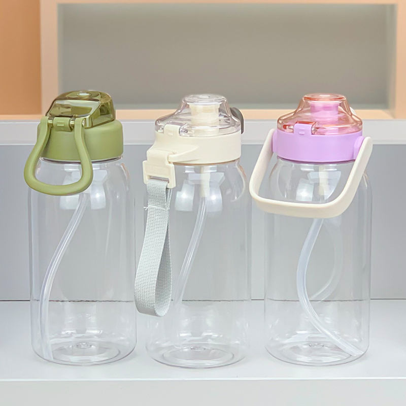 Large Capacity Plastic Sports Water Bottles with Straw Motivational Design for Sports and Presentations