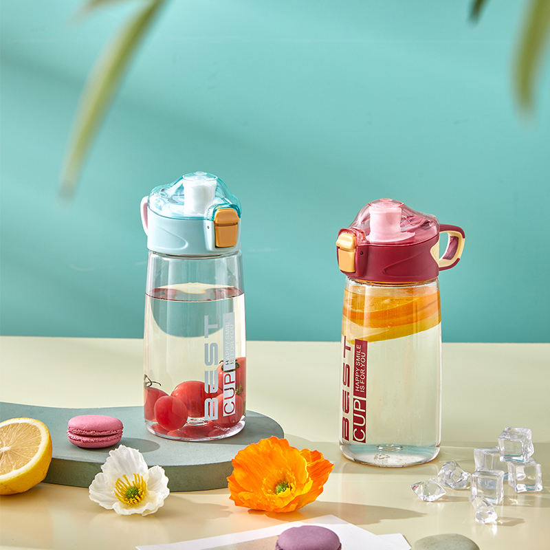 High Color Value Portable Plastic Cup for Female Students Internet Celebrities Gym Sports Use-Direct Drinking Coated Large