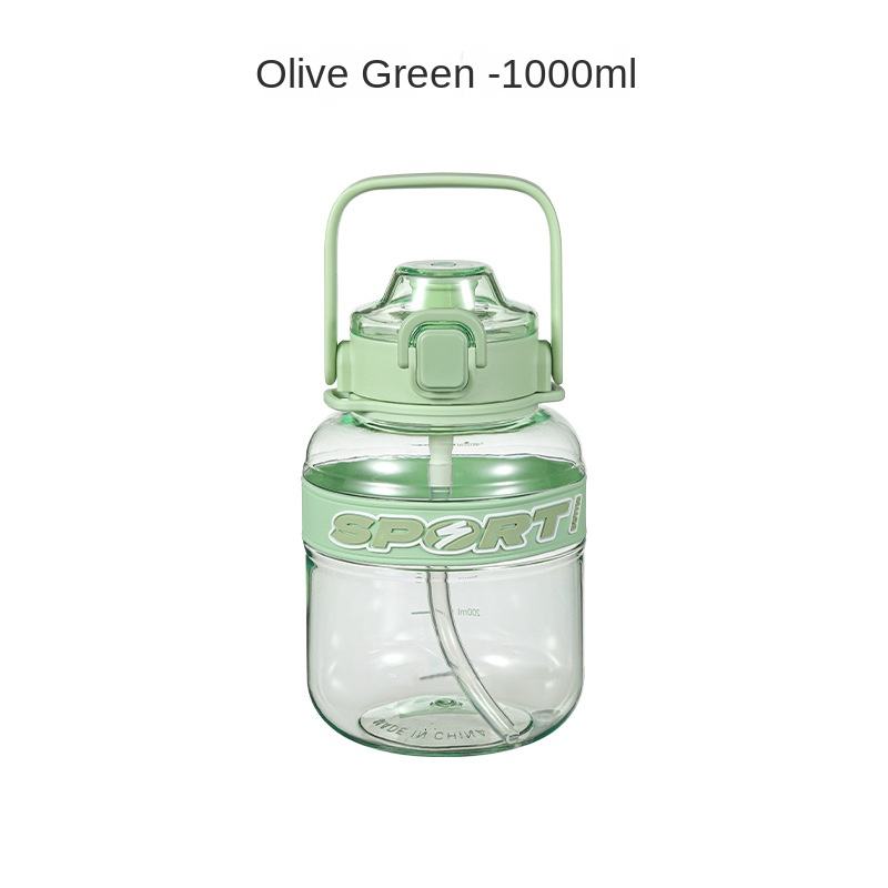 Leakproof Clear Straw Cup With Plastic Handle Large-capacity Desktop Office Water Bottle