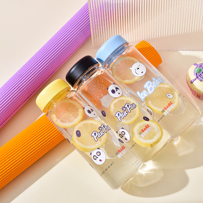 Customized 350/600ml Cute Transparent Plastic Water Bottle Simple Space Design Portable for Kids & Students Direct Drinking