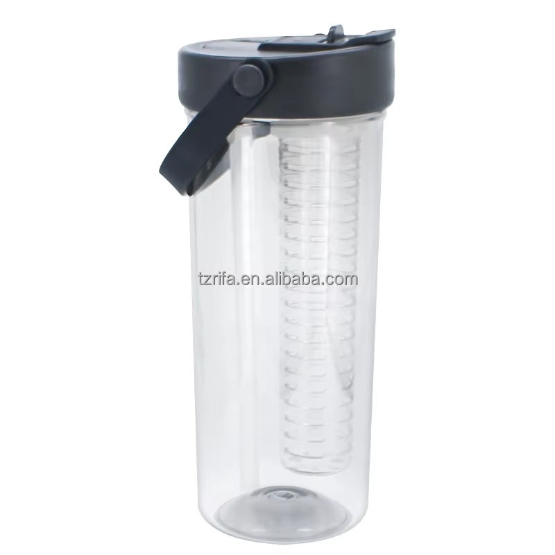 Transparent 30Oz BPA-Free Water Bottle with Long Infuser Strainer Leakproof for Hot Boiling Water