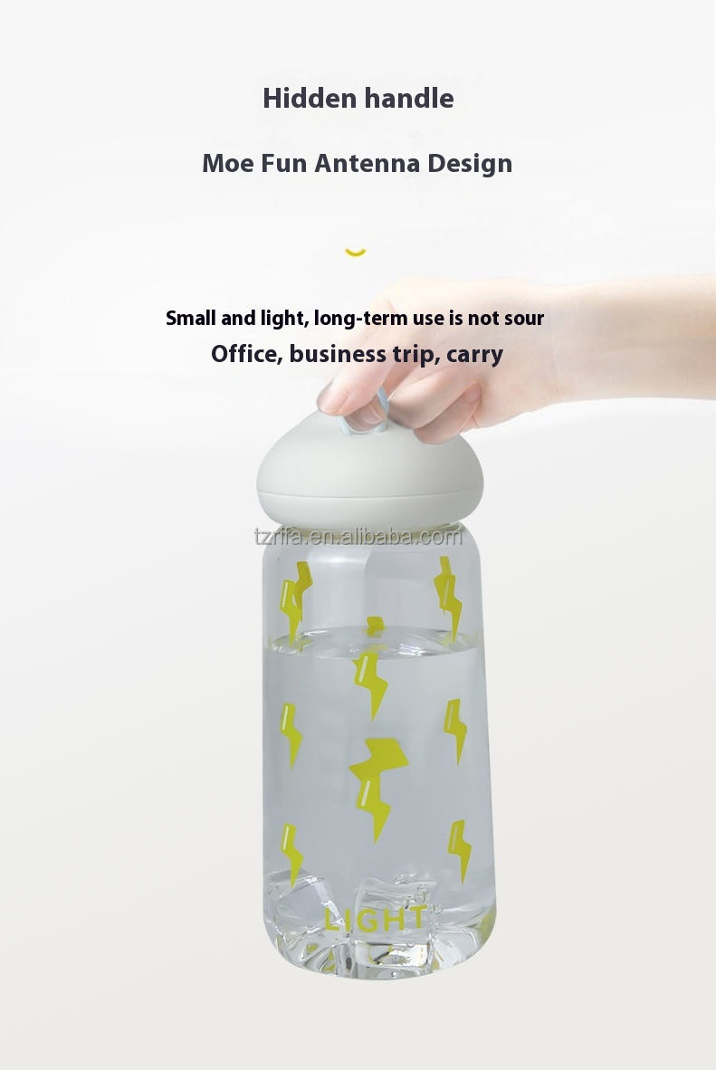 Customized New Eco-friendly Cute Kid Plastic Water Bottle with Cloud Cap Hidden Handle Rope for Direct Drinking for Children