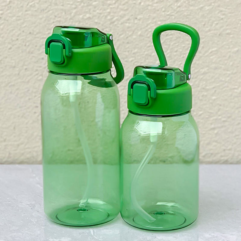 Wholesale 1500ML Colorful Side Handle Gym Sport Water Bottles Wide Mouth Plastic with Straw for Presents