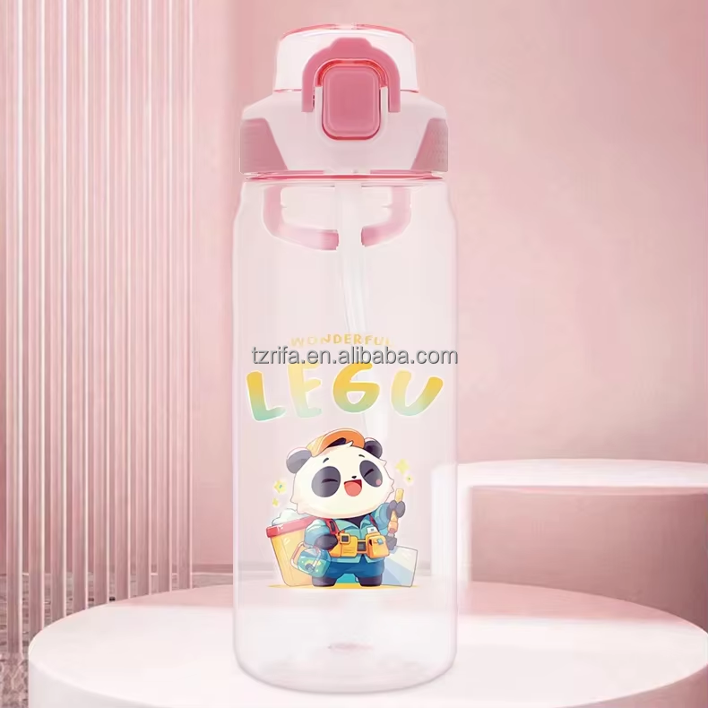 Custom Logo 580ml Outdoor Portable Sports Water Bottle Boil-proof Plastic with Straw for Camping