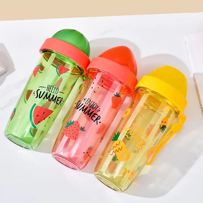 Best Selling BPA Free Dual Drink Bottle Portable Two-Compartment Plastic Cup with Double Straw for Water on the Go