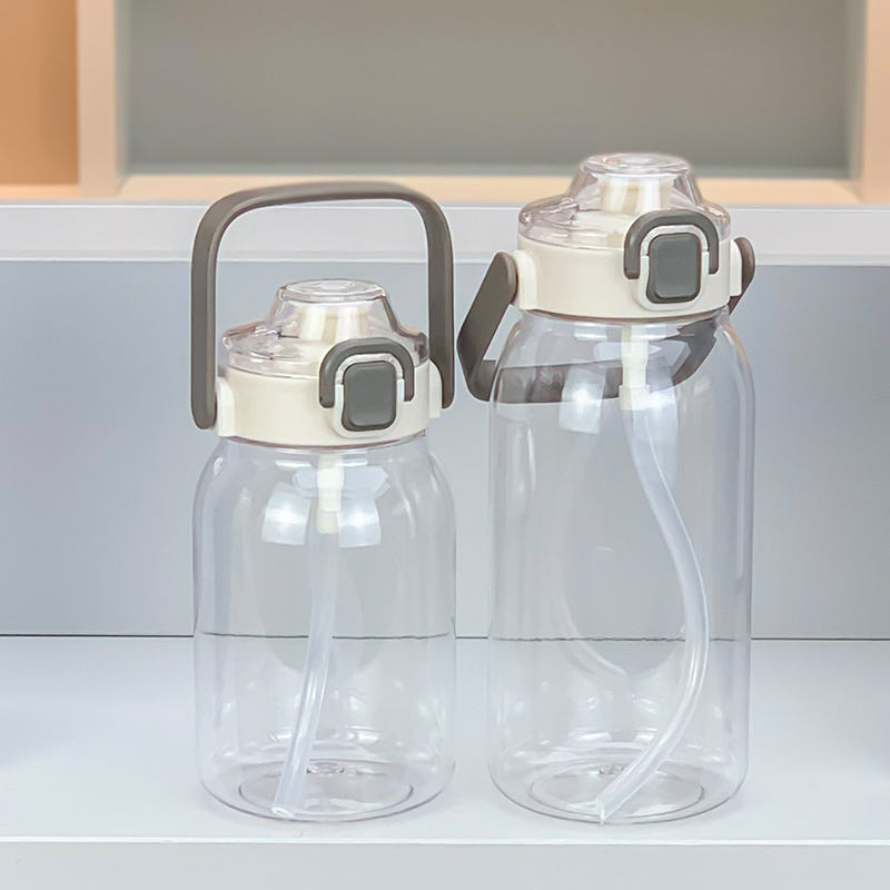 1000ml Big Capacity Fitness Gym Water Bottles with Straw Convenient Carry for Outdoor Festivals Plastic Drinkware
