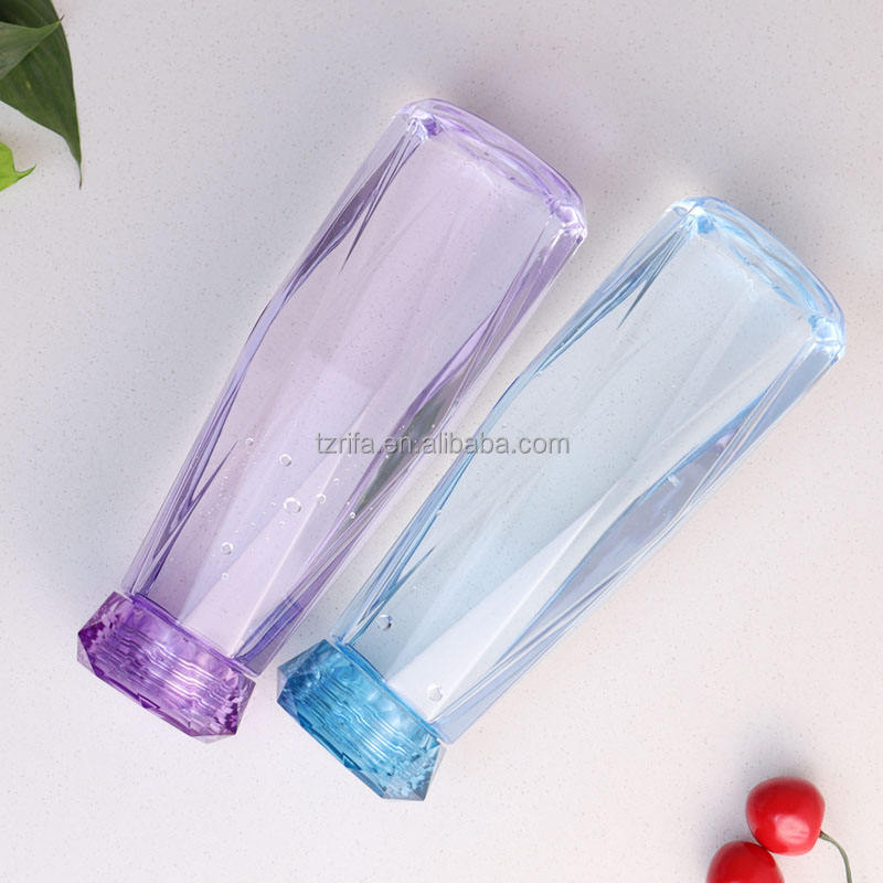 Crystal Diamond Blue 550ml Plastic Drinkware Water Cup and Tea Bottles with ABS Transparent Screw Cap Colorful Painting